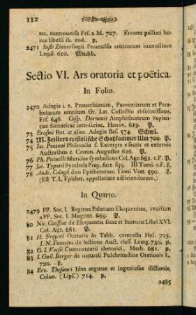 112-131, Sectio VI. Ars oratoria et poetica.