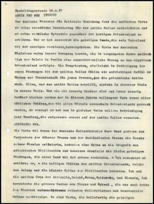 Pressespiegel (Nachmittagspresse)