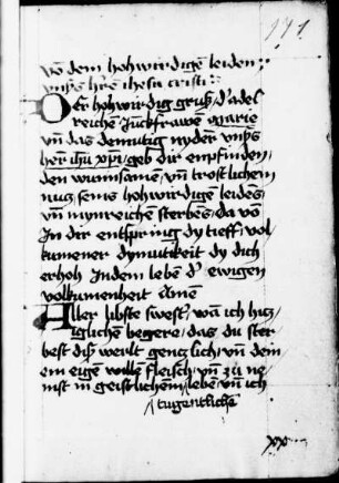 Brief an eine Schwester über die Betrachtung des Leidens Christi an den einzelnen Wochentagen