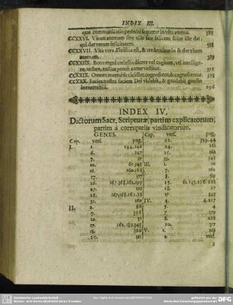 Index IV. Dictorum Sacr. Scripturae, partim explicatorum, partim a corruptelis vindicatorum