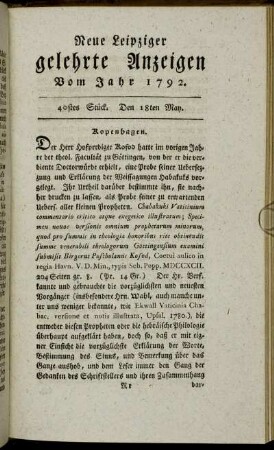 40stes Stück. Den 18ten May.