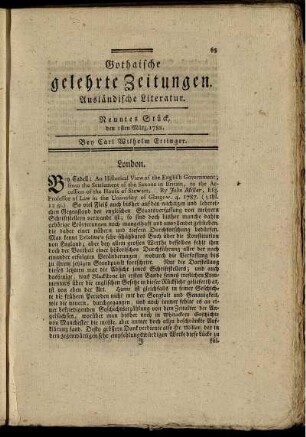 Neuntes Stück, den 1ten März, 1788.