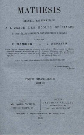 TOME QUARTIÈME. AVRIL 1884.