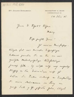 Brief an B. Schott's Söhne : 26.06.1905
