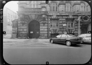 Leipzig-Zentrum, Dittrichring 21. Geschäftsthaus (ehem. "Haus der deutsch-sowjetischen Freundschaft"; 1908). Straßenfront (Teilansicht, Bosestraße)
