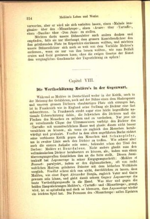 Capitel VIII. Die Werthschätzung Molière's in der Gegenwart.