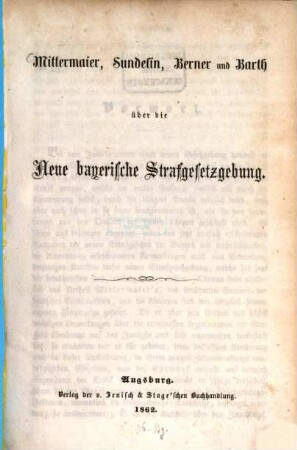 Carl Joseph Anton Mittermaier, Sundelin, Berner und Barth über die Neue bayerische Strafgesetzgebung