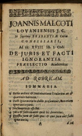 Ad Tit. XVII lib. I. Cod. de iuris et facti ignorantia Praelectio