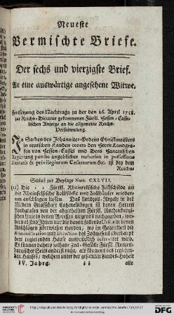 Der sechs und vierzigste Brief