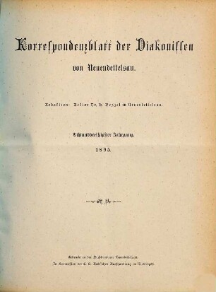 Korrespondenzblatt der Diakonissen von Neuendettelsau. 38. 1895