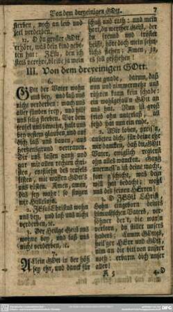 III. Von dem dreyeinigen Gott