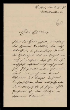 60: Brief von Friedrich Ritgen an Gottlieb Planck, Berlin, 6.5.1898