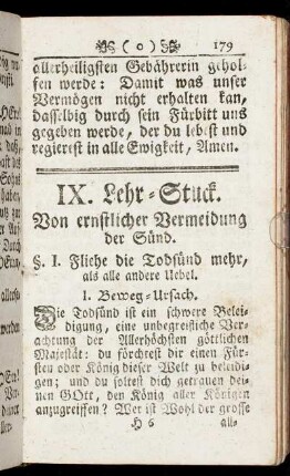 IX. Lehr-Stuck. Von ernstlicher Vermeidung der Sünd.