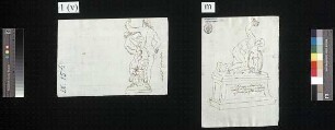 Vorderansicht einer Statue mit Sockel einen gestürzten Gladiator oder Krieger darstellend