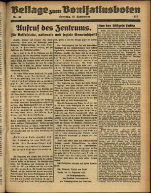 Zweite Ausgabe vom Sonntag, den 18. September 1932.