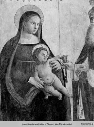 Votivfresko: Madonna mit Heiligen : Madonna mit dem heiligen Antonius Abbas