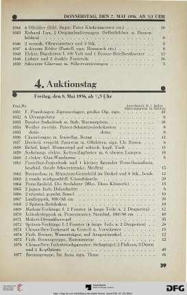 4. Auktionstag: Freitag, den 8. Mai 1936, ab ½ 3 Uhr (Nr. 1051-1400)