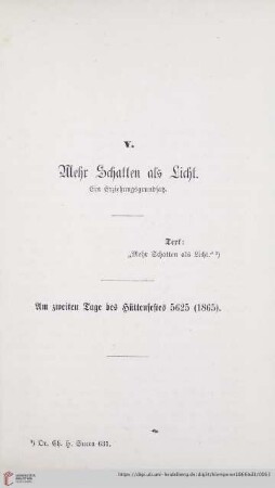 V. Mehr Schatten als Licht. Ein Erziehungsgrundsatz