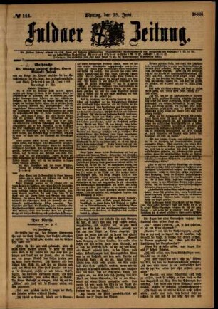 Ausgabe vom Montag, den 25. Juni 1888.