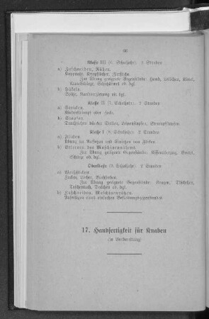 17. Handfertigkeit für Knaben