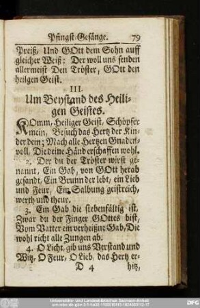 III. Um Beystand des Heiligen Geistes.