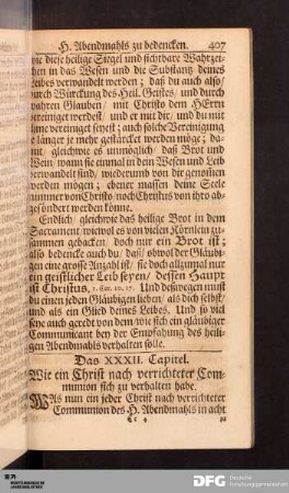 Das XXXII. Capitel. Wie ein Christ nach verrichteter Communion sich zu verhalten habe.