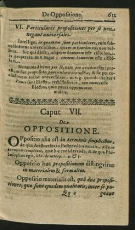 Caput VII. De Oppositione.