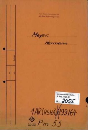 Personenheft Hermann Julius Meyer (*10.09.1902), Polizeiinspektor und SS-Obersturmführer