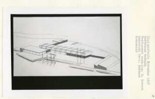 Gästehaus Askania (Diplomarbeit bei Kurt Dübbers): Perspektivische Ansicht (Vogelschau)