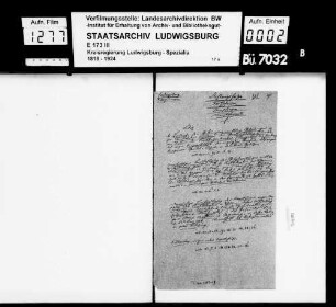 Stiftungssachen: Forstbedienstete, Oberamt Ludwigsburg