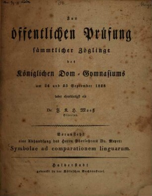 Symbolae ad comparationem linguarum