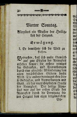 Vierter Sonntag. Aloysius ein Muster der Heiligkeit des Herzens.