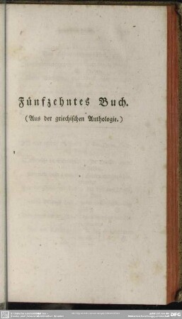 Fünfzehntes Buch. (Aus der griechischen Anthologie)