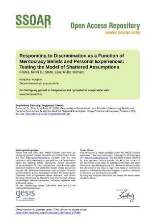 Responding to Discrimination as a Function of Meritocracy Beliefs and Personal Experiences: Testing the Model of Shattered Assumptions