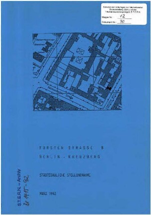 Gutachten: Städtebauliche Stellungnahme zum               Bauantrag Forster Str. 8