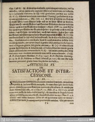 Articulus VI. De satisfactione et intercessione