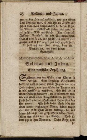 Soliman und Zulma. Eine persische Erzählung.
