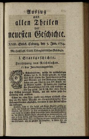 XXIII. Stück. Coburg, den 5. Jun. 1754.