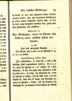 Kapitel 8. Von Gleichungen, worin die Summe oder Differenz zweier cubischen Zahlen vorkommen.
