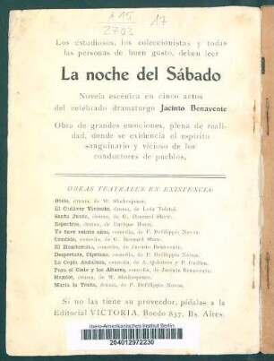 Obras teatrales en existencia