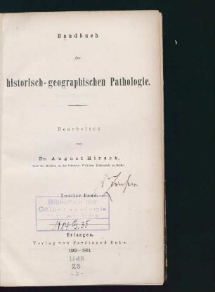 2: Handbuch der historisch-geographischen Pathologie