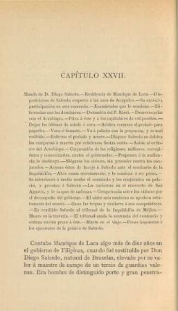 Capítulo XXVII. Mando de D. Diego Salcedo. - ...
