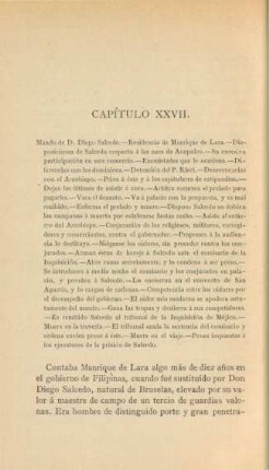 Capítulo XXVII. Mando de D. Diego Salcedo. - ...
