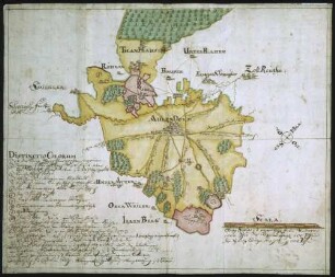 "Situations-Plan über den Ort Aulendorf" [Nachträglich angebrachter Rückseitentitel] [Karte der Herrschaftsverhältnisse in der Umgebung von Aulendorf]