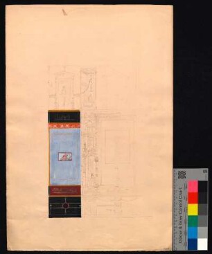 Wanddekoration im Phantasiestil pompejanischer Wandmalereien