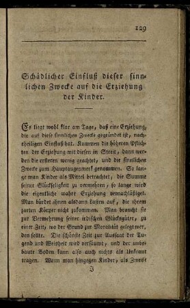 Schädlicher Einfluß dieser sinnlichen Zwecke auf die Erziehung der Kinder.