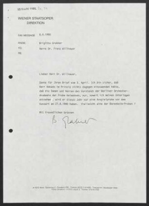 Brief an Franz Willnauer, 06.04.1990