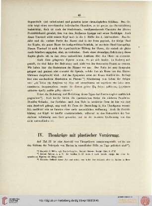 IV. Thonkrüge mit plastischer Verzierung