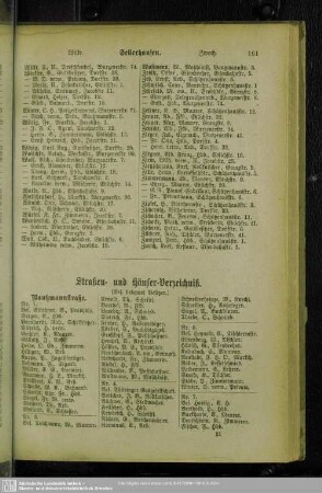 Häuserbuch : Straßen- und Häuser-Verzeichniß