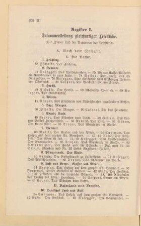 Register I. Zusammenstellung gleichartiger Lesestücke